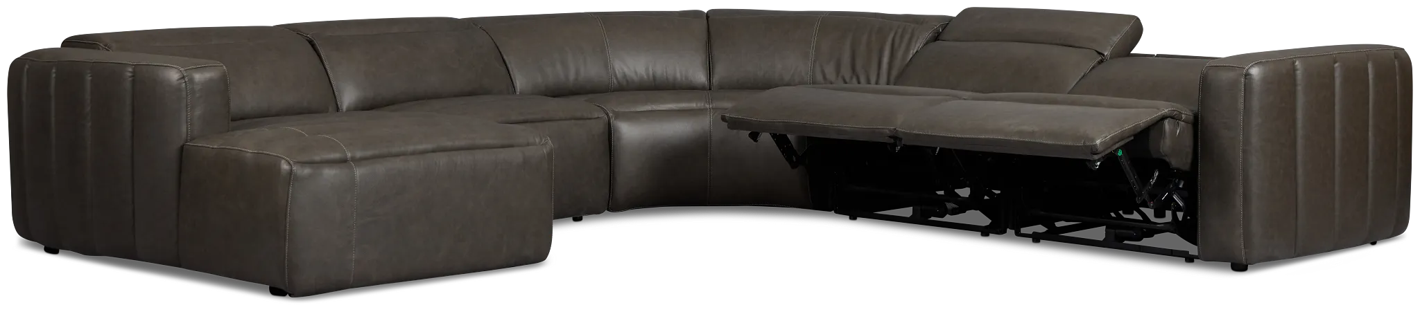 Jace Dark Gray Lthr/vinyl Small Dual Power Left Chaise Sectional