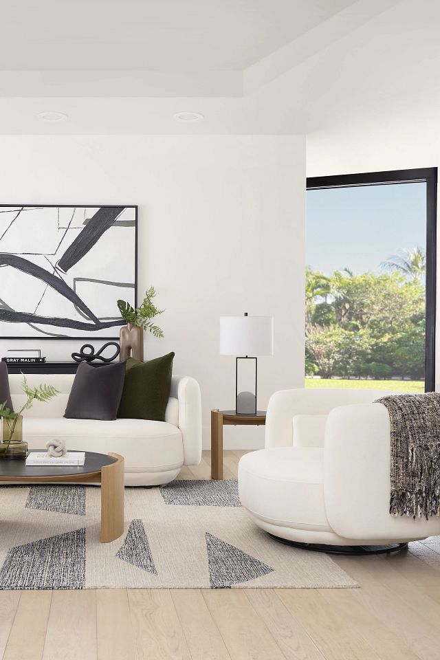 Presley White Fabric 3-piece Modular Sectional