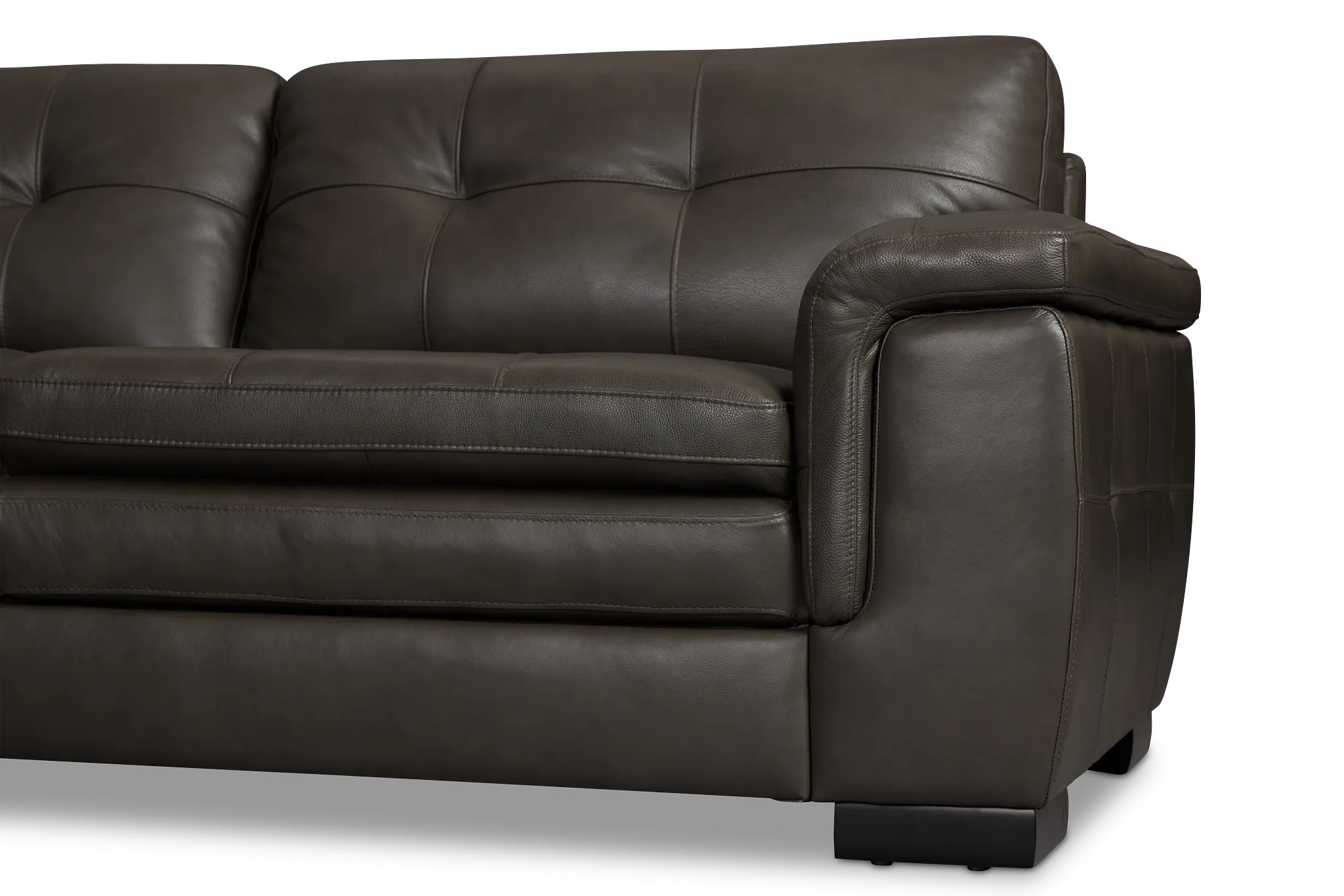 Braden Dark Gray Leather Medium Two-arm Sectional