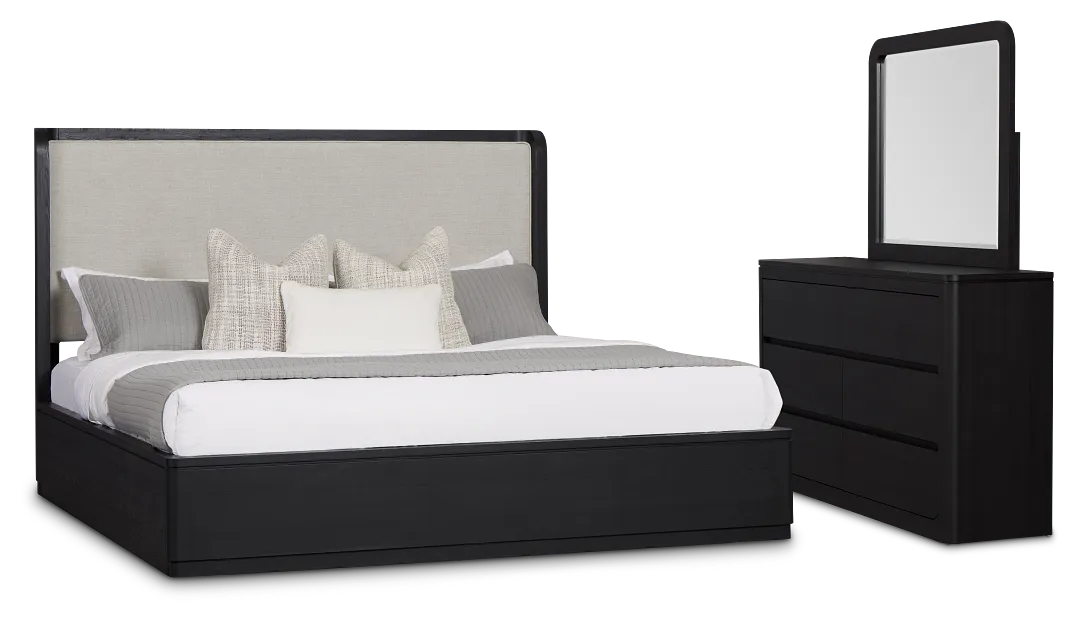 Emory Black Uph Platform Bedroom