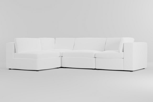 Destin Suave White Fabric 4-piece Modular Sectional