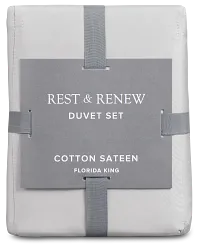 Rest & Renew Cotton Sateen Gray 300 Thread Duvet Set