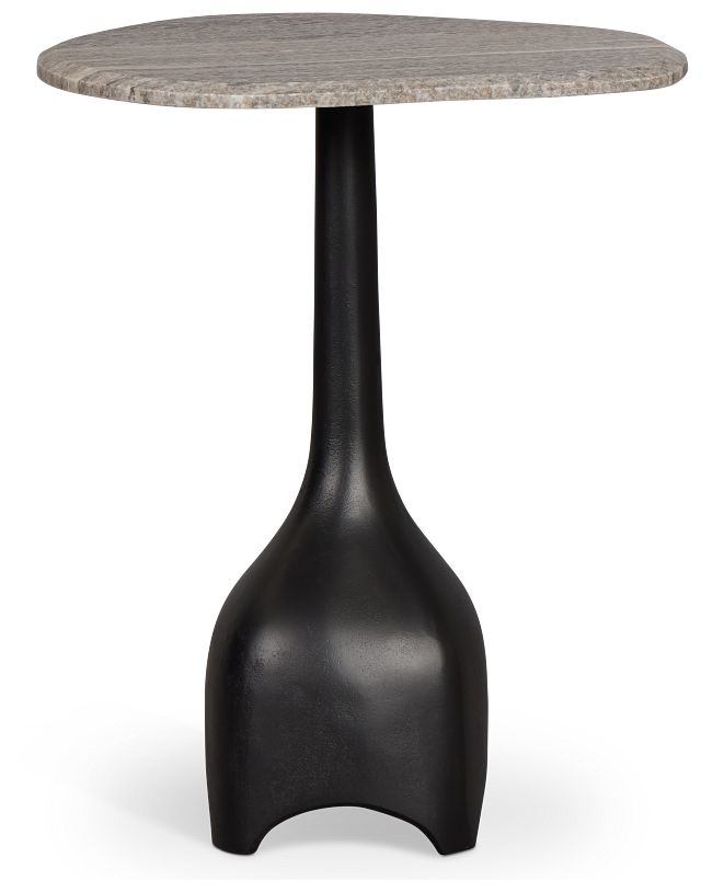Lital Black Stone Accent Table