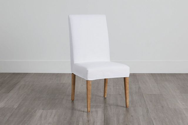 Harbor White Short Slipcover Chair With Light Tone Leg