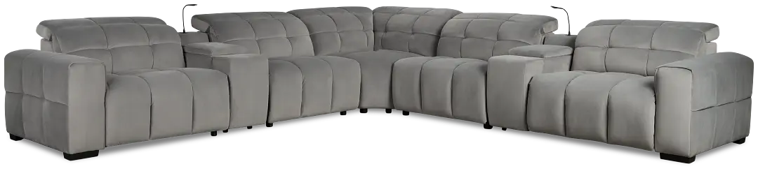 Gemma Light Gray Velvet Large Dual Power Right Chaise Sectional Gemma Light Gray Velvet Large Dual Power Right Chaise Sectional