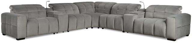Gemma Light Gray Velvet Large Dual Power Right Chaise Sectional