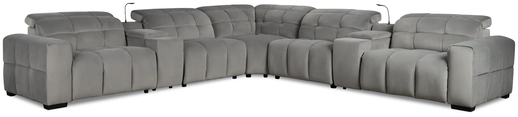 Gemma Light Gray Velvet Large Dual Power Right Chaise Sectional Gemma Light Gray Velvet Large Dual Power Right Chaise Sectional