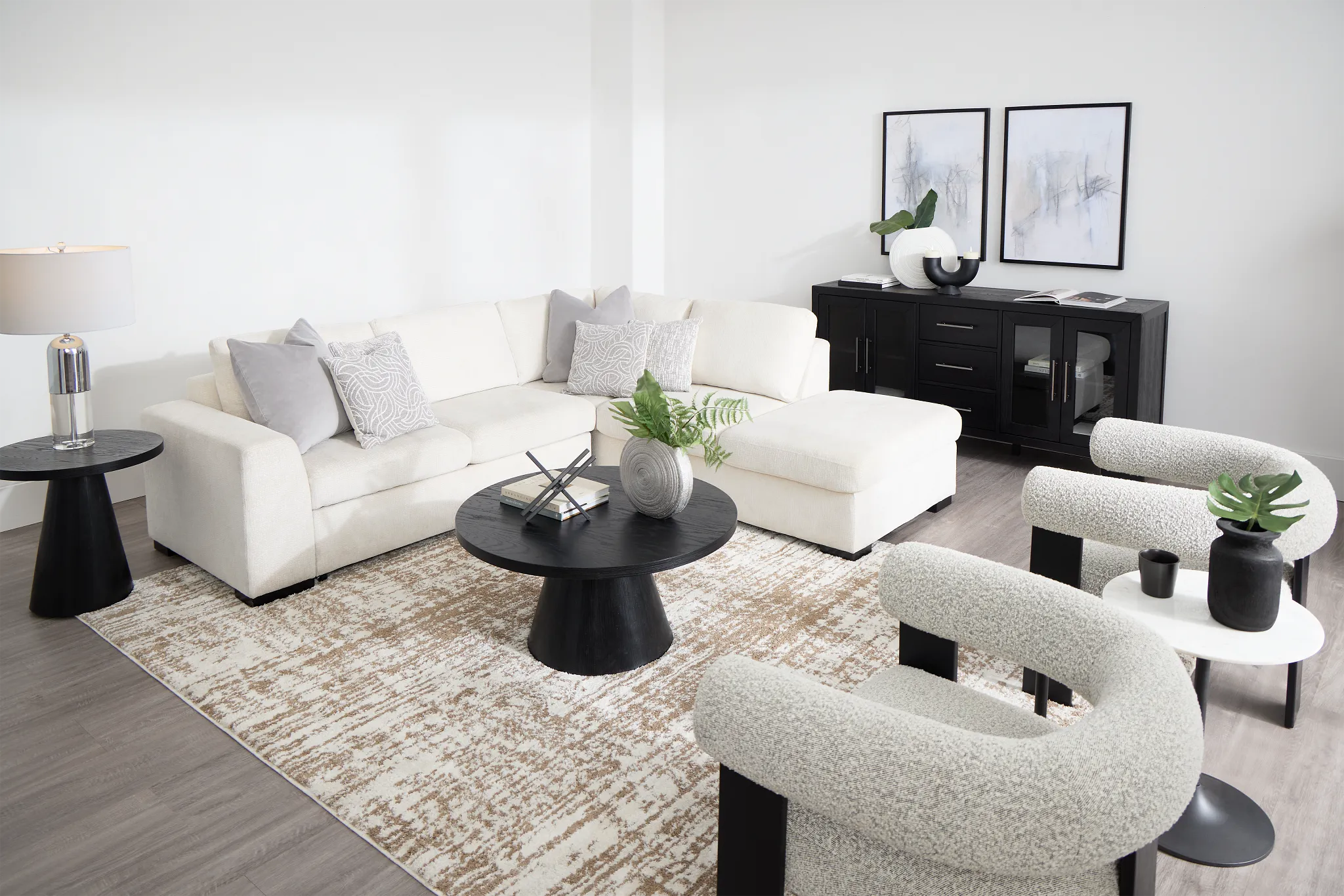 Blakely White Fabric Small Right Bumper Sleeper Sectional