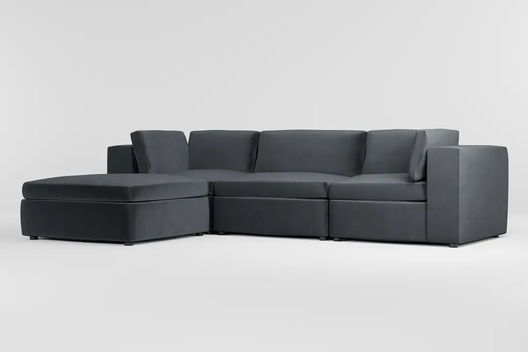 Destin Joya Gray Velvet 4-piece Bumper Sectional Destin Joya Gray Velvet 4-piece Bumper Sectional