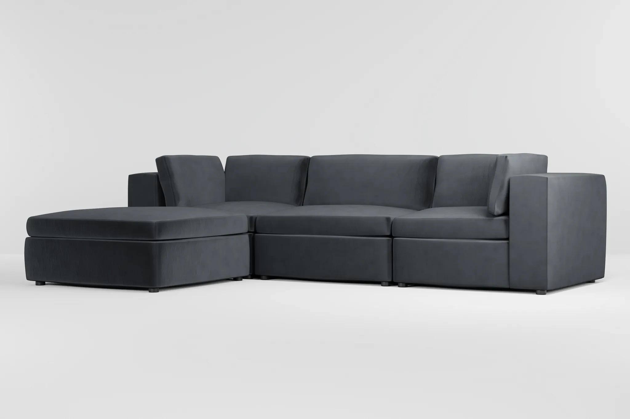 Destin Joya Gray Velvet 4-piece Bumper Sectional