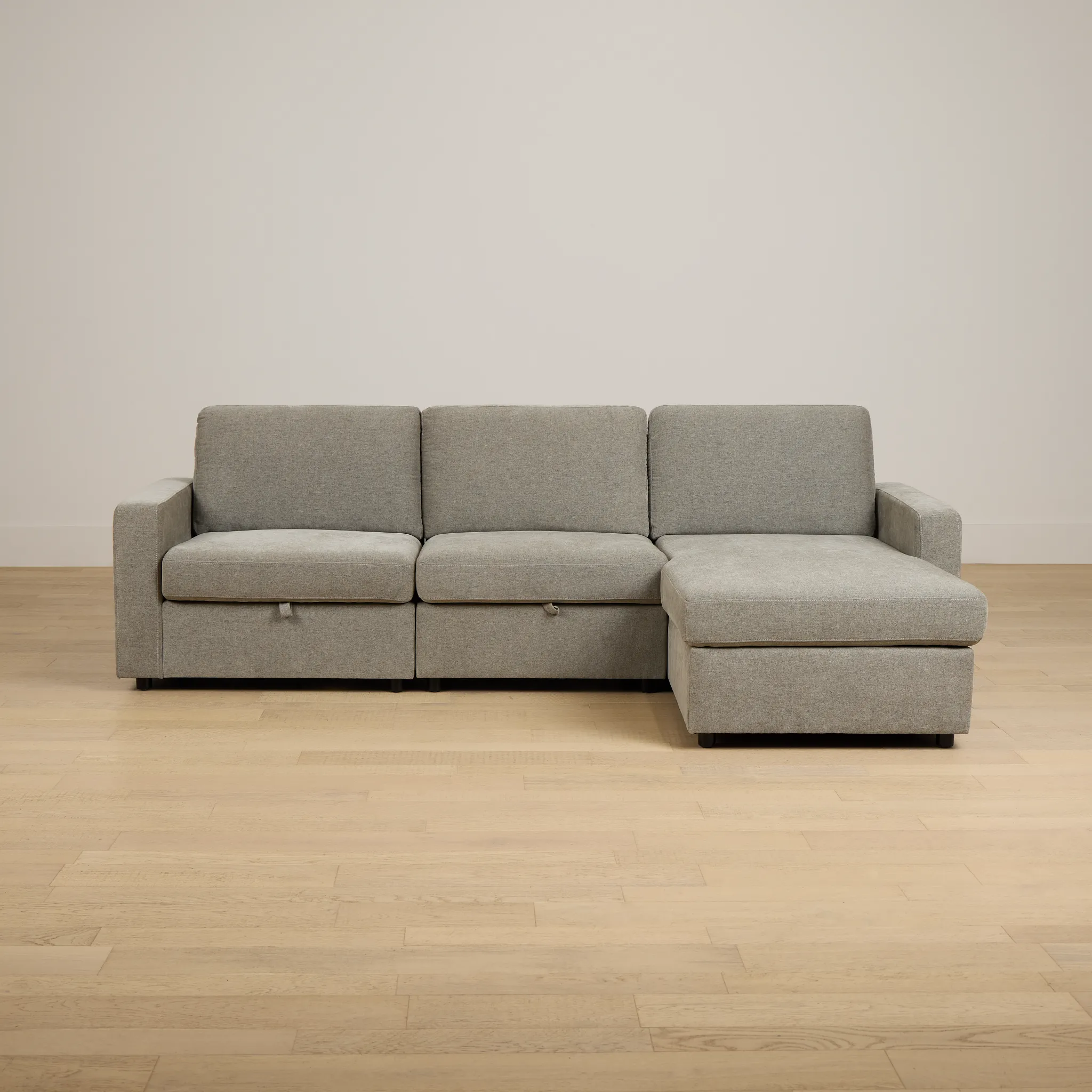 Addie Gray Fabric Right Chaise Storage Sectional