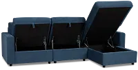 Addie Blue Fabric Right Chaise Storage Sectional