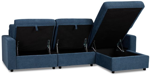 Addie Blue Fabric Right Chaise Storage Sectional