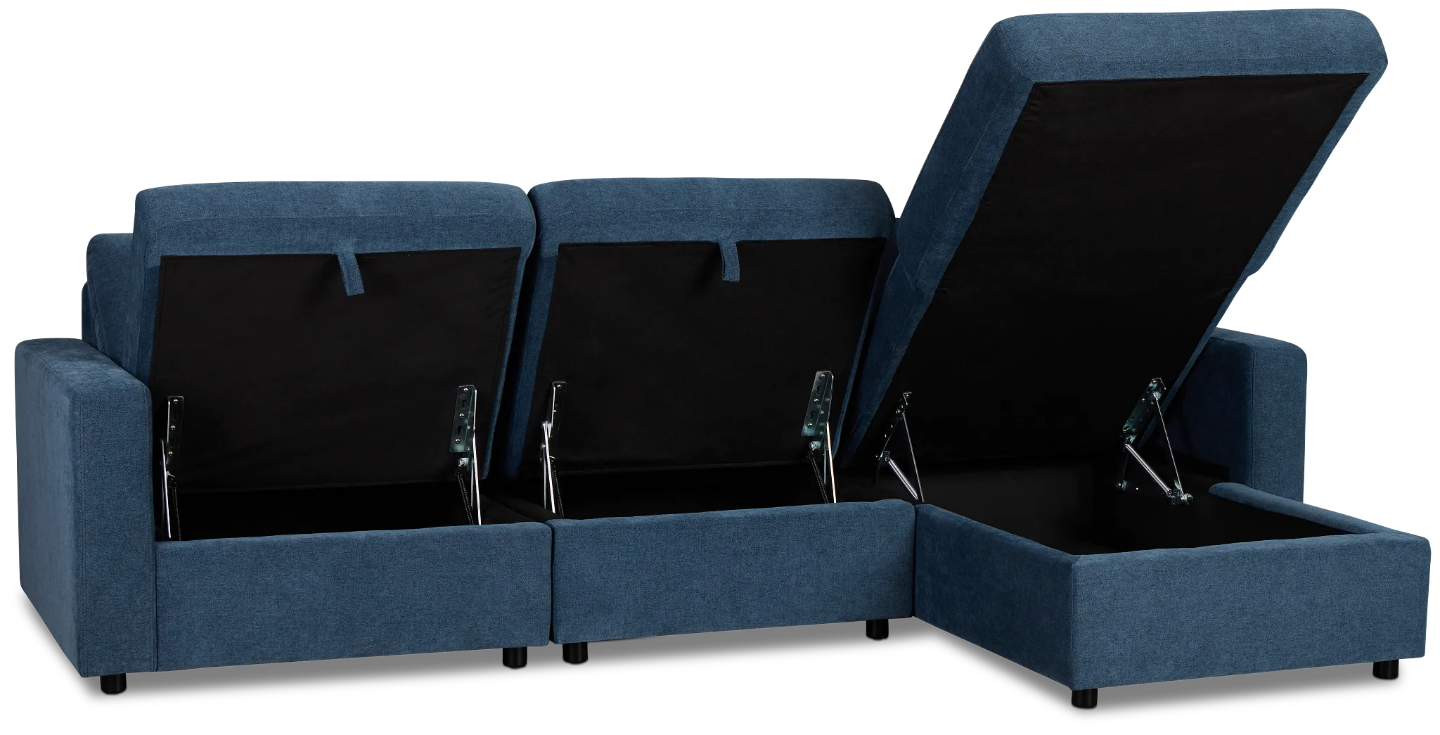 Addie Blue Fabric Right Chaise Storage Sectional