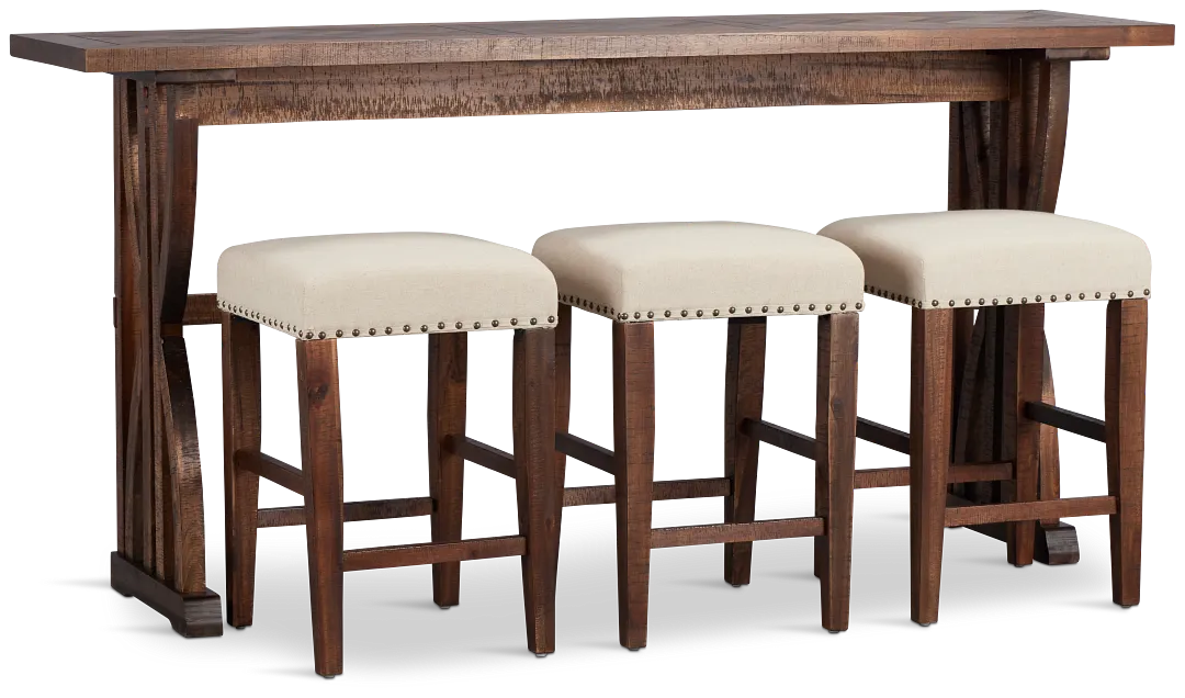Joplin Dark Tone High Table With 3 Backless Barstools