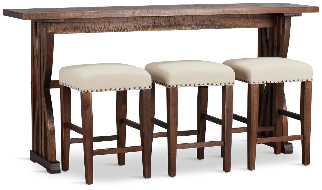 Joplin Dark Tone High Table With 3 Backless Barstools Joplin Dark Tone High Table With 3 Backless Barstools