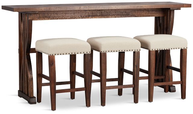 Joplin Dark Tone High Table With 3 Backless Barstools