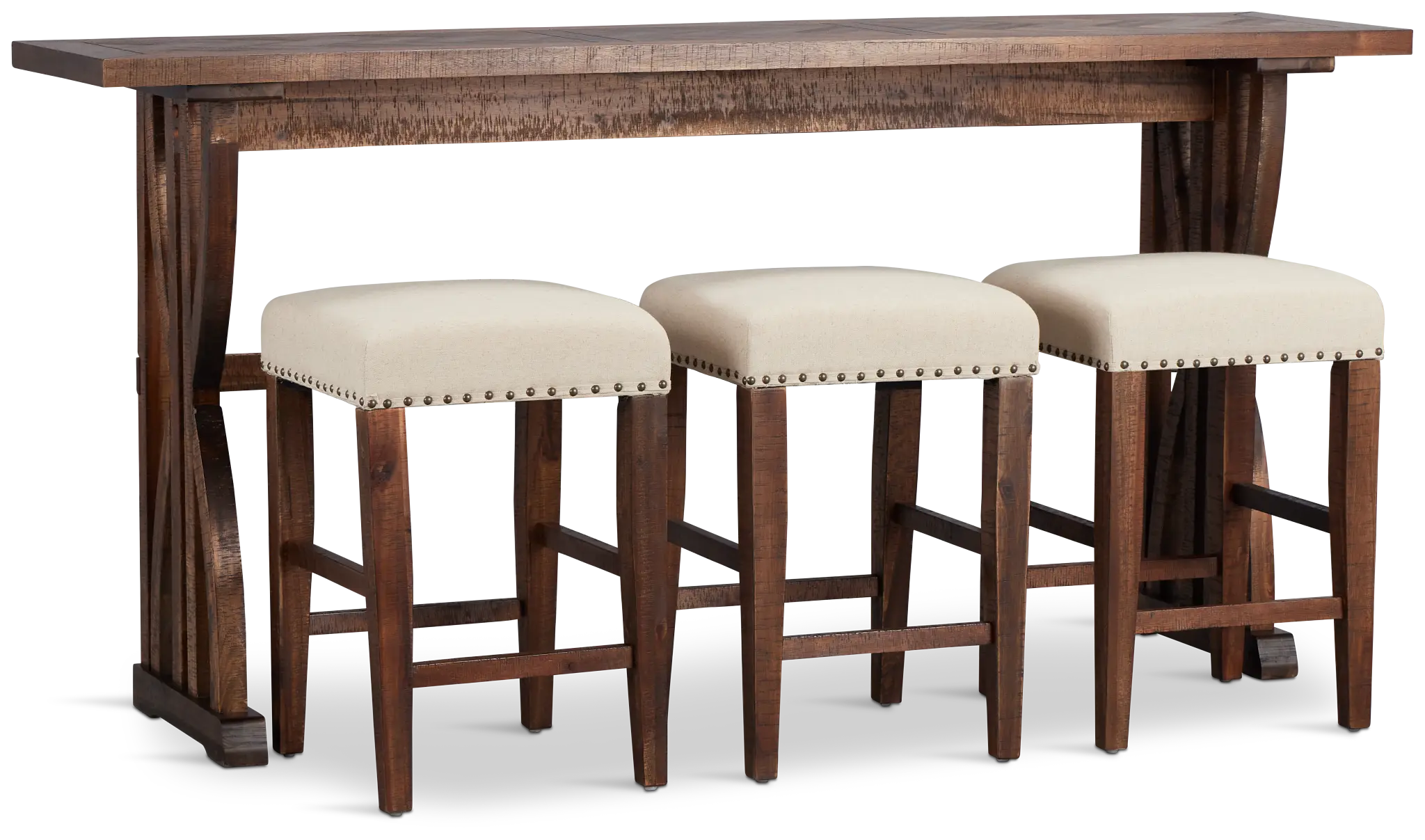 Joplin Dark Tone High Table With 3 Backless Barstools Joplin Dark Tone High Table With 3 Backless Barstools