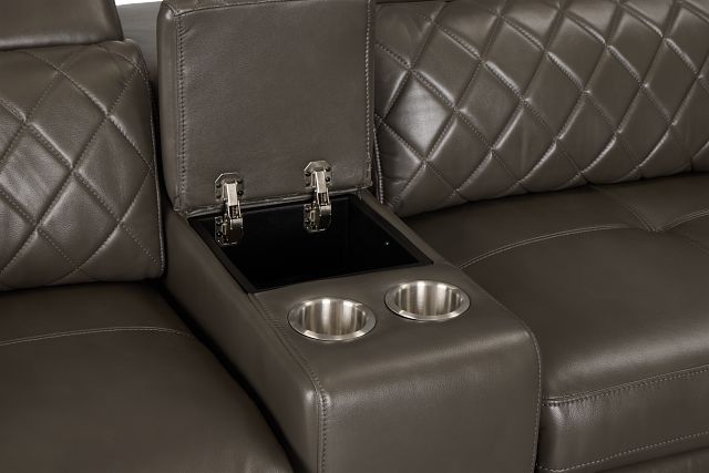 Ava Dark Gray Micro Large Dual Power Reclining Two-arm Sectional