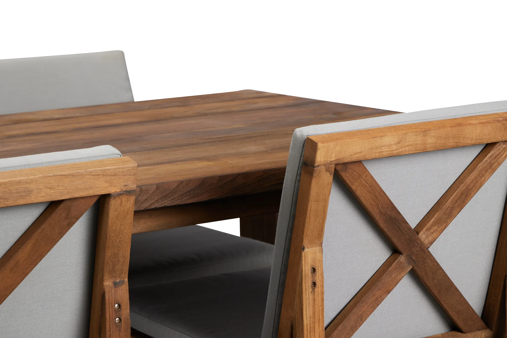 Linear Dark Gray 70" Teak Table & 4 Teak Cushioned Side Chairs