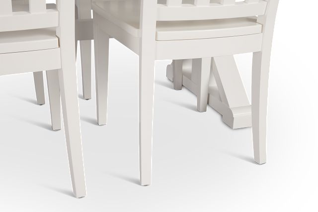 Nantucket White Trestle Table & 4 White Wood Chairs