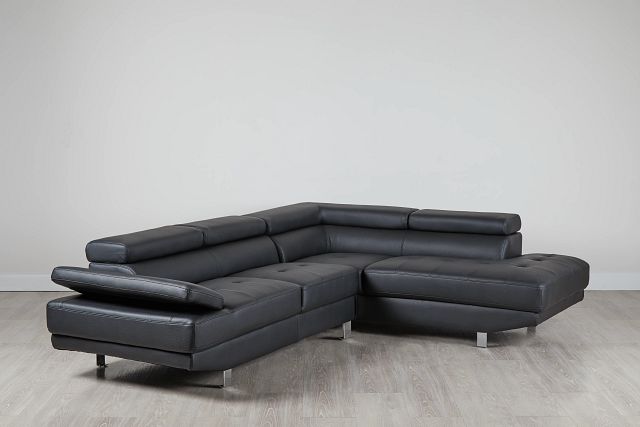 Zane Black Micro Right Chaise Sectional