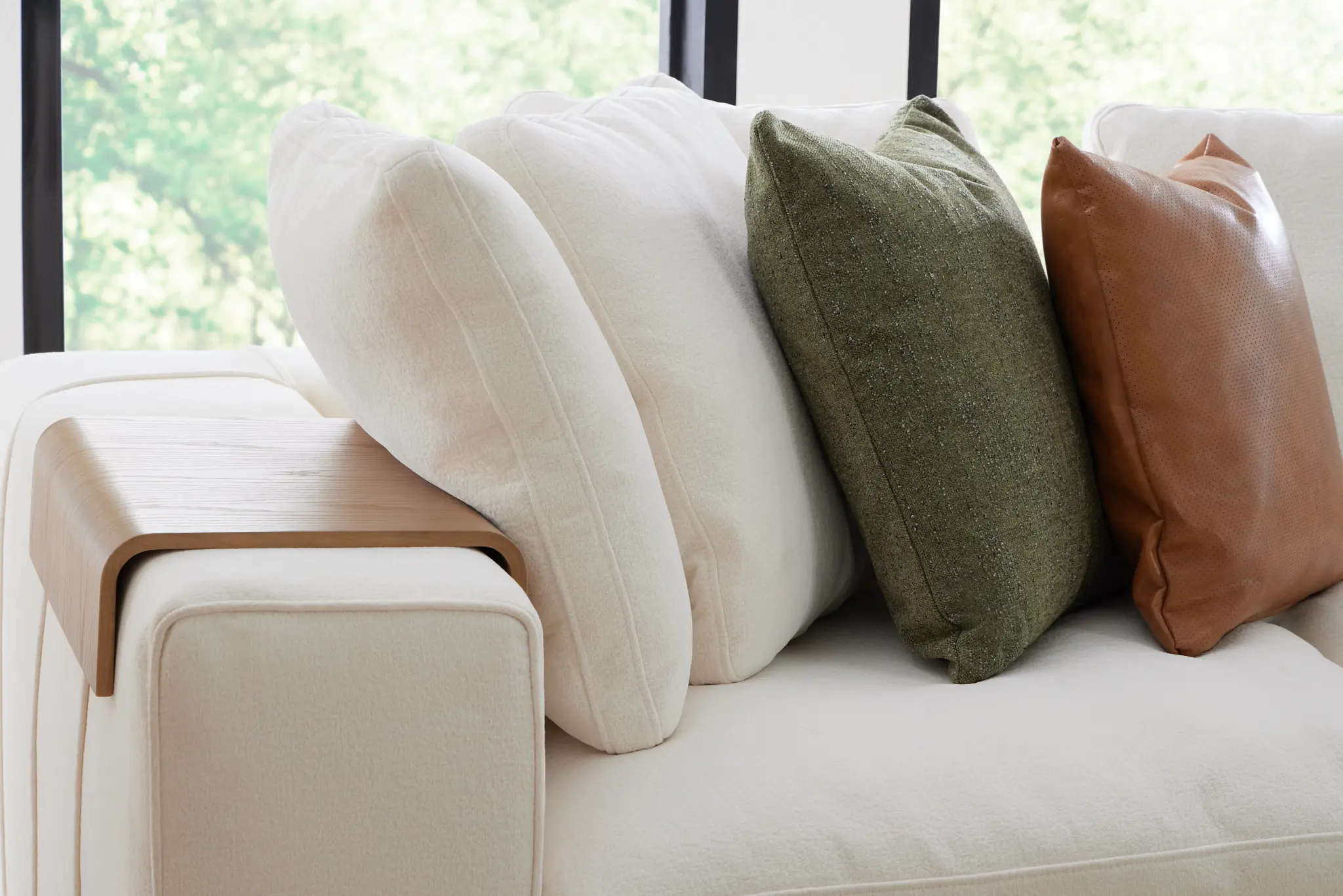 Cruz White Fabric 5pc Bumper Sectional Cruz White Fabric 5pc Bumper Sectional