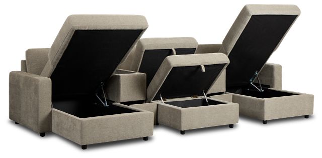 Addie Gray Fabric 6-piece Home Theater With Storage Consoles
