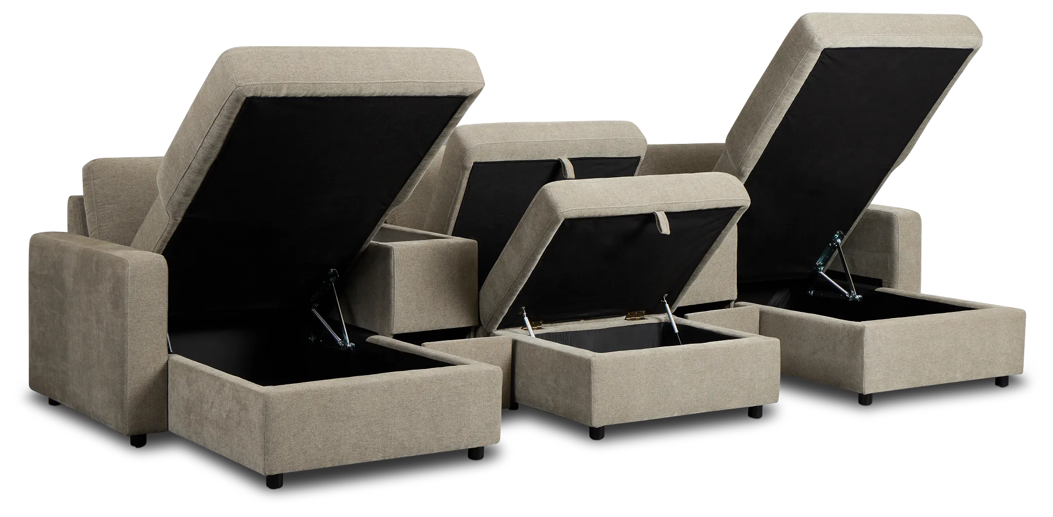 Addie Gray Fabric 6-piece Home Theater With Storage Consoles