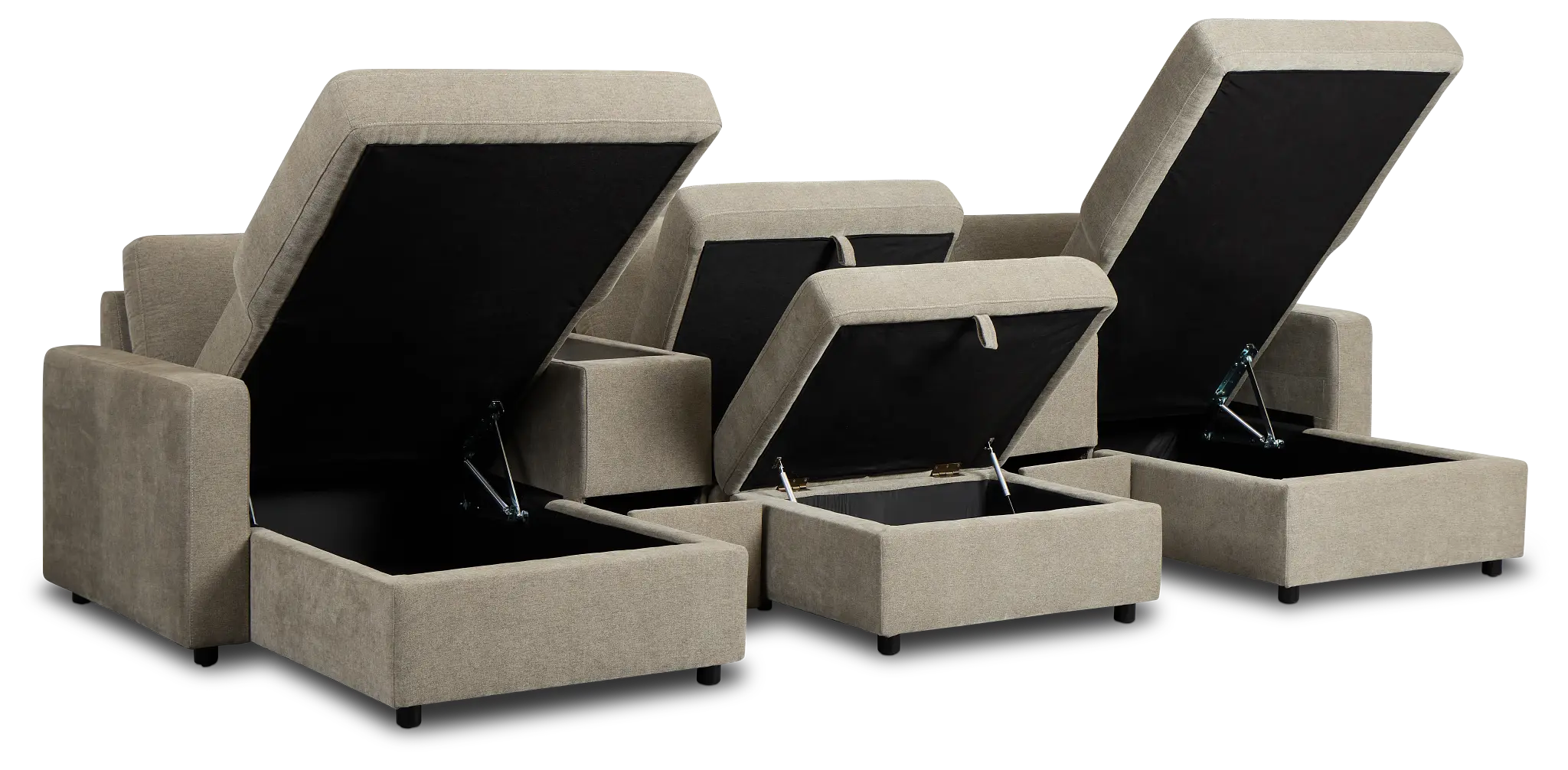 Addie Gray Fabric 6-piece Home Theater With Storage Consoles Addie Gray Fabric 6-piece Home Theater With Storage Consoles