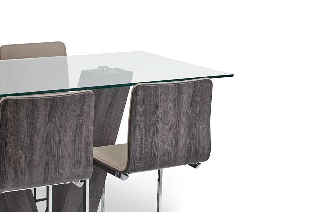 Kendall Glass High Table & 4 Upholstered Barstools