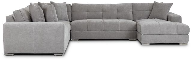Brielle Light Gray Fabric Medium Right Chaise Sectional
