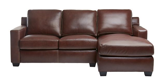 Carson Medium Brown Leather Small Right Chaise Sectional