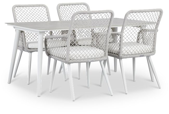 Andes White Rectangular Table & 4 Chairs
