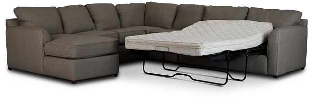 Asheville Brown Fabric Left Chaise Innerspring Sleeper Sectional