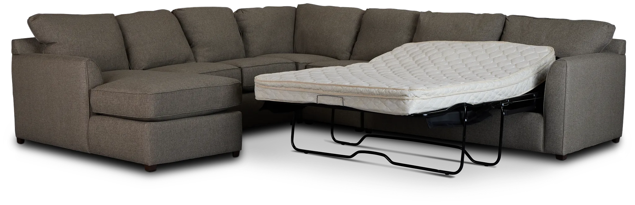 Asheville Brown Fabric Left Chaise Innerspring Sleeper Sectional