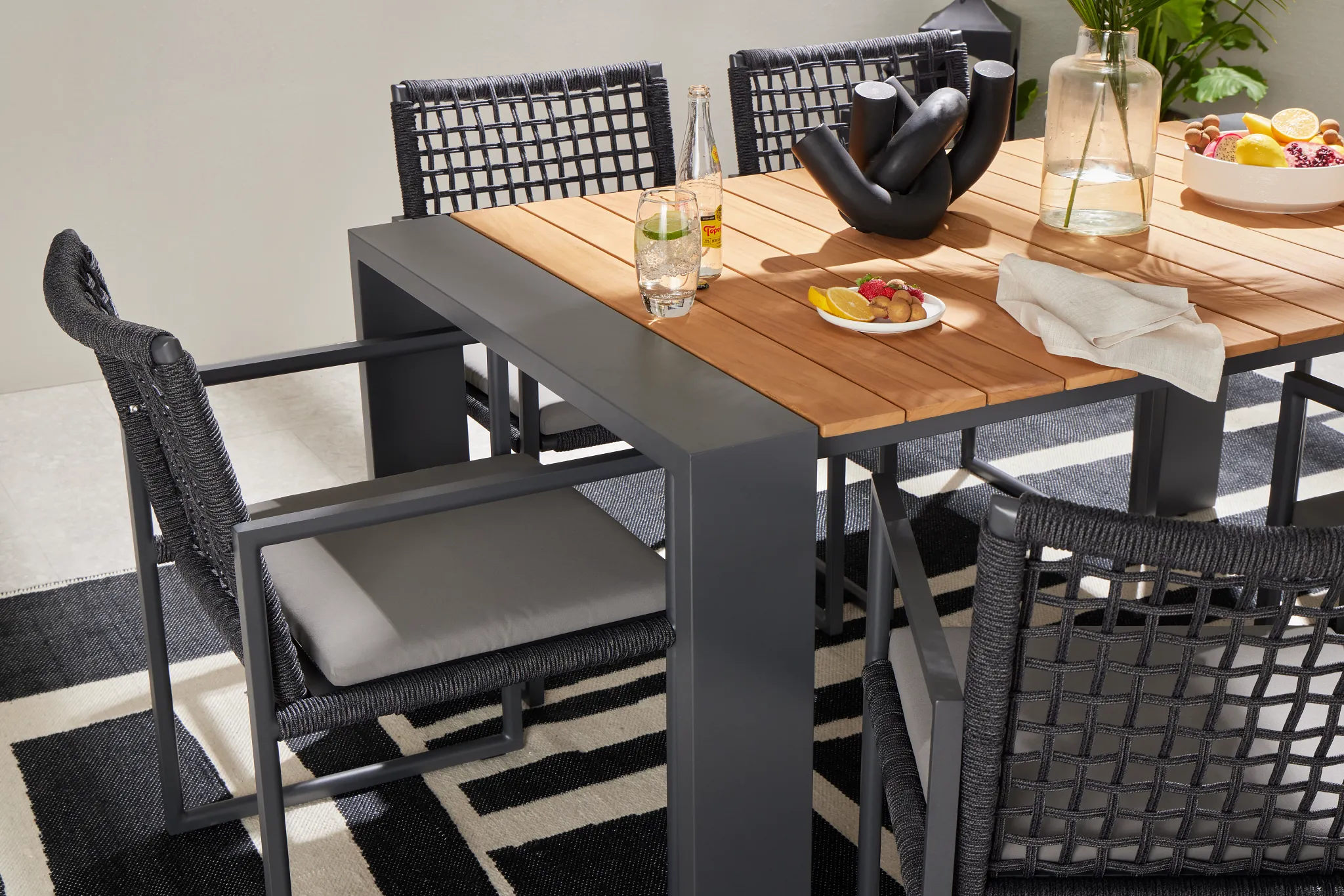 Sunrise Dark Gray Teak 65" Rectangular Table