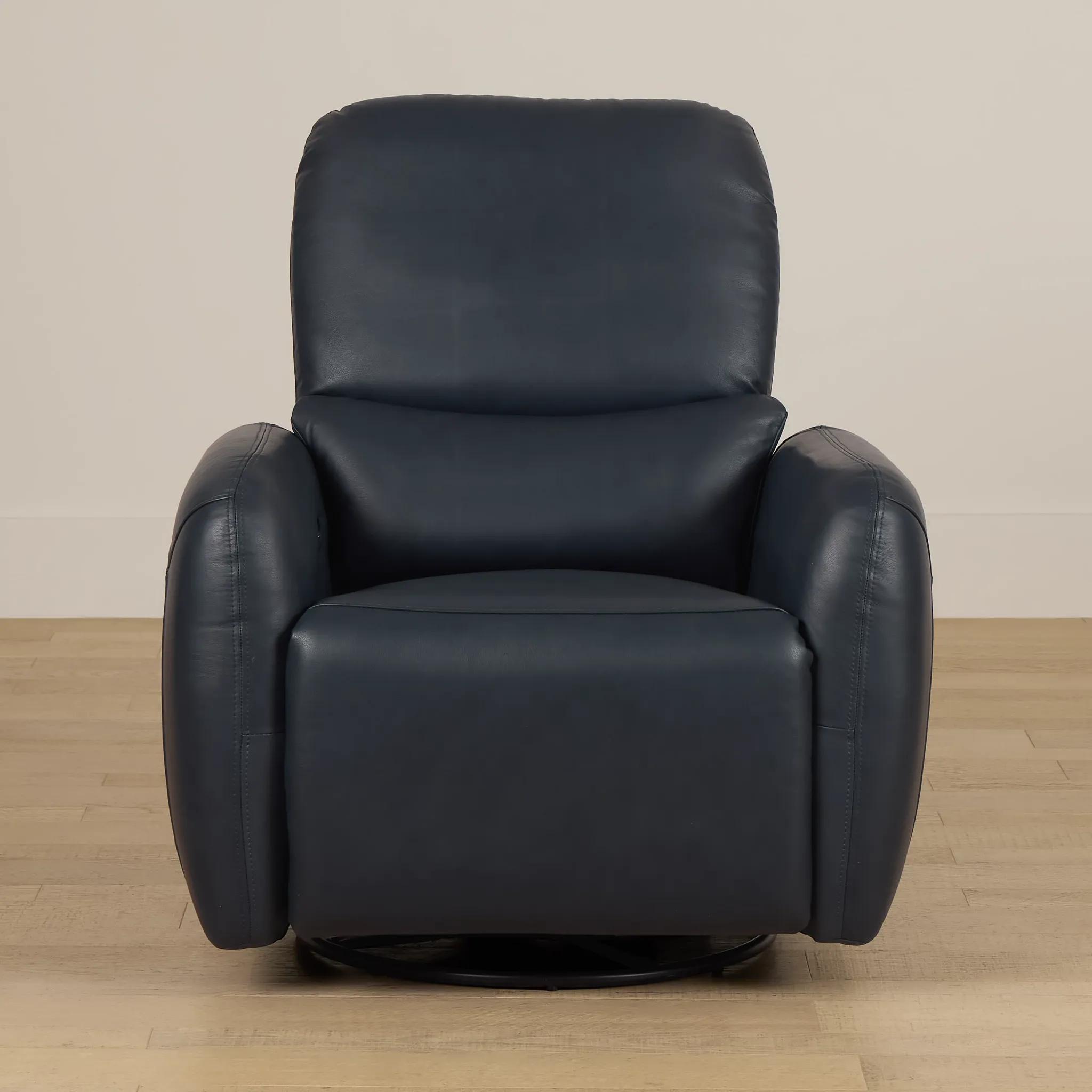 Eve Dark Blue Lthr/vinyl Power Swivel Glider Recliner