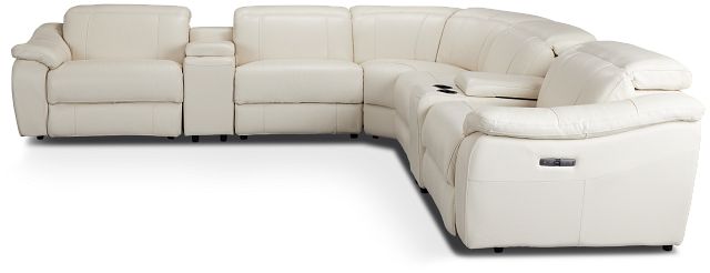 Marion Light Beige Lthr/vinyl Large Dual Power Reclining Two-arm Sectional