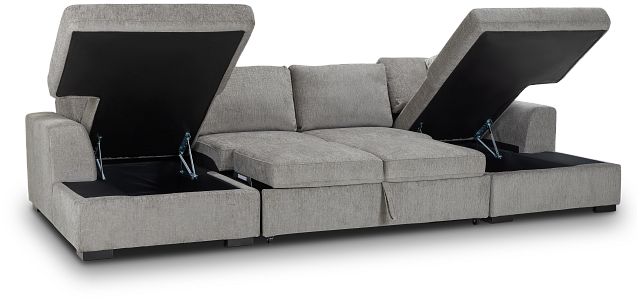 Blakely Gray Fabric Double Chaise Sleeper Storage Sectional