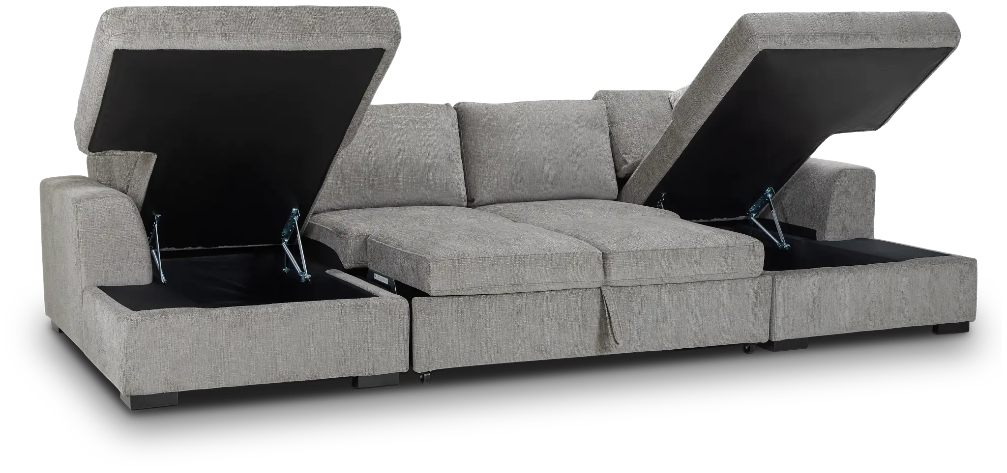 Blakely Gray Fabric Double Chaise Sleeper Storage Sectional Blakely Gray Fabric Double Chaise Sleeper Storage Sectional