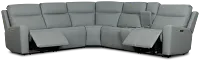 Flexsteel Sterling Blue Lthr/vinyl Medium Dual Power 2-arm Reclining Sectional