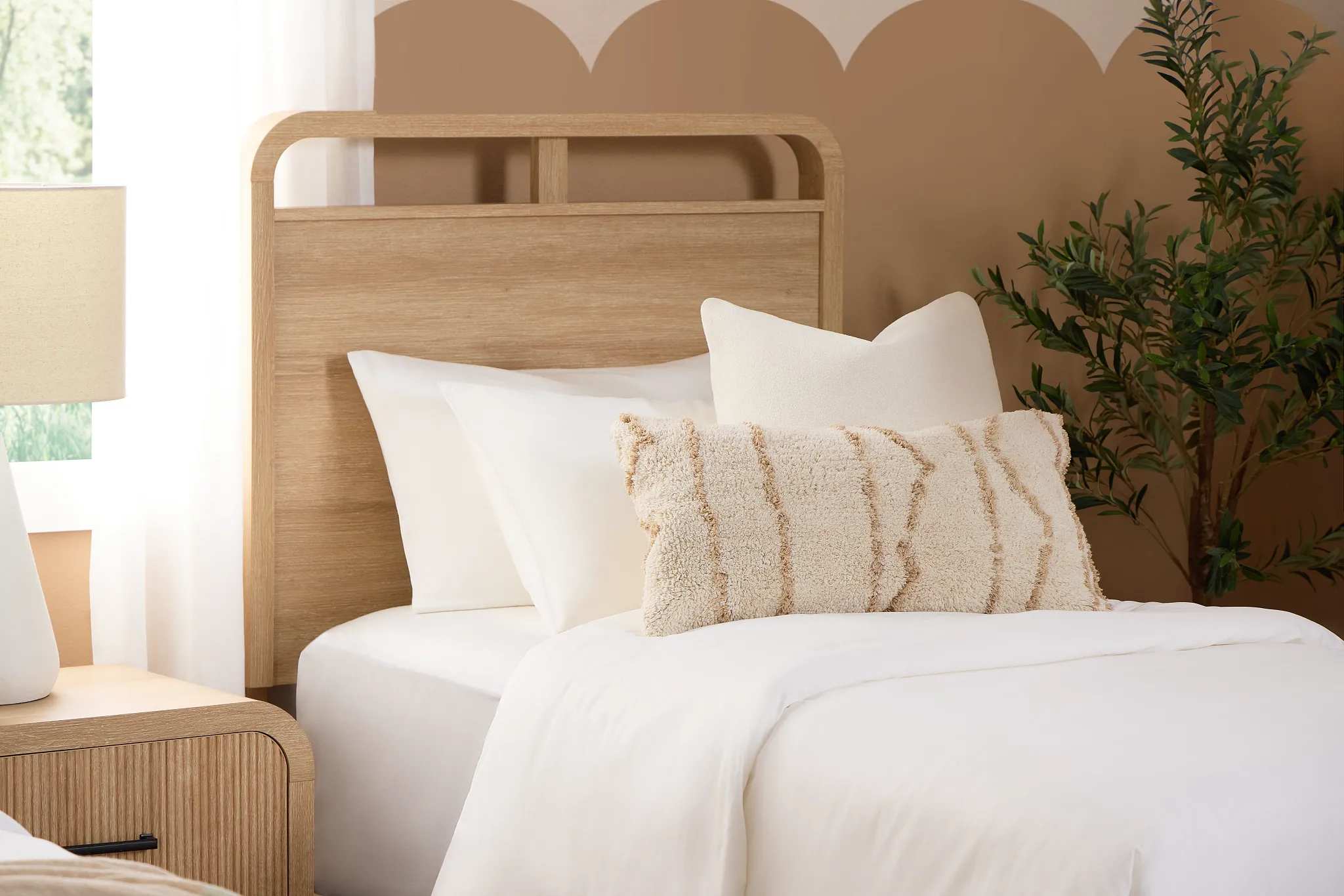 Lyndie Light Tone Panel Bed