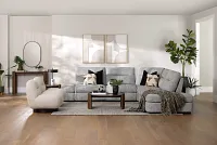 Mila Gray Fabric Small Triple Power Reclining Two-arm Sectional