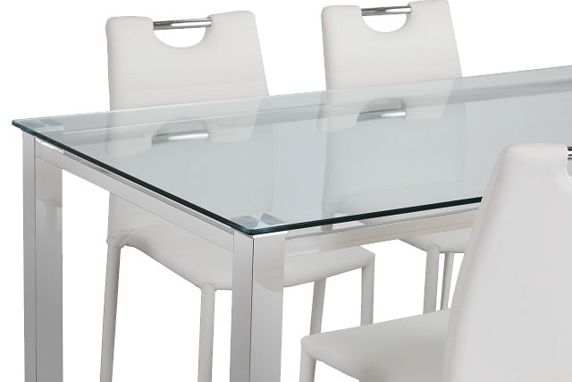 Skyline White Rect Table & 4 Upholstered Chairs