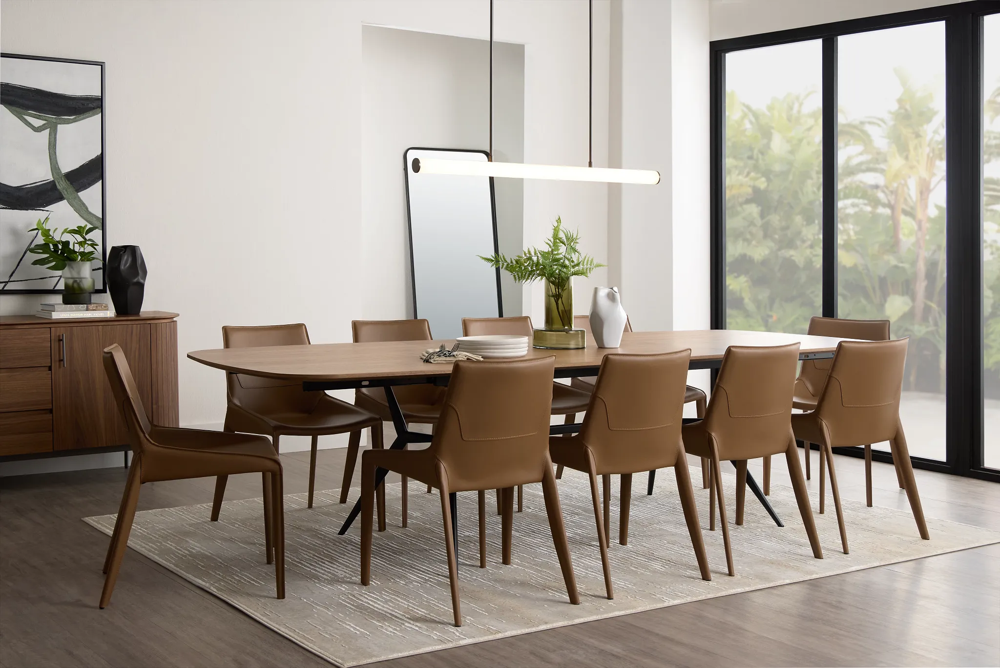 Margo Two-tone Rect Table With 4 Brown Upholstered Side Chairs