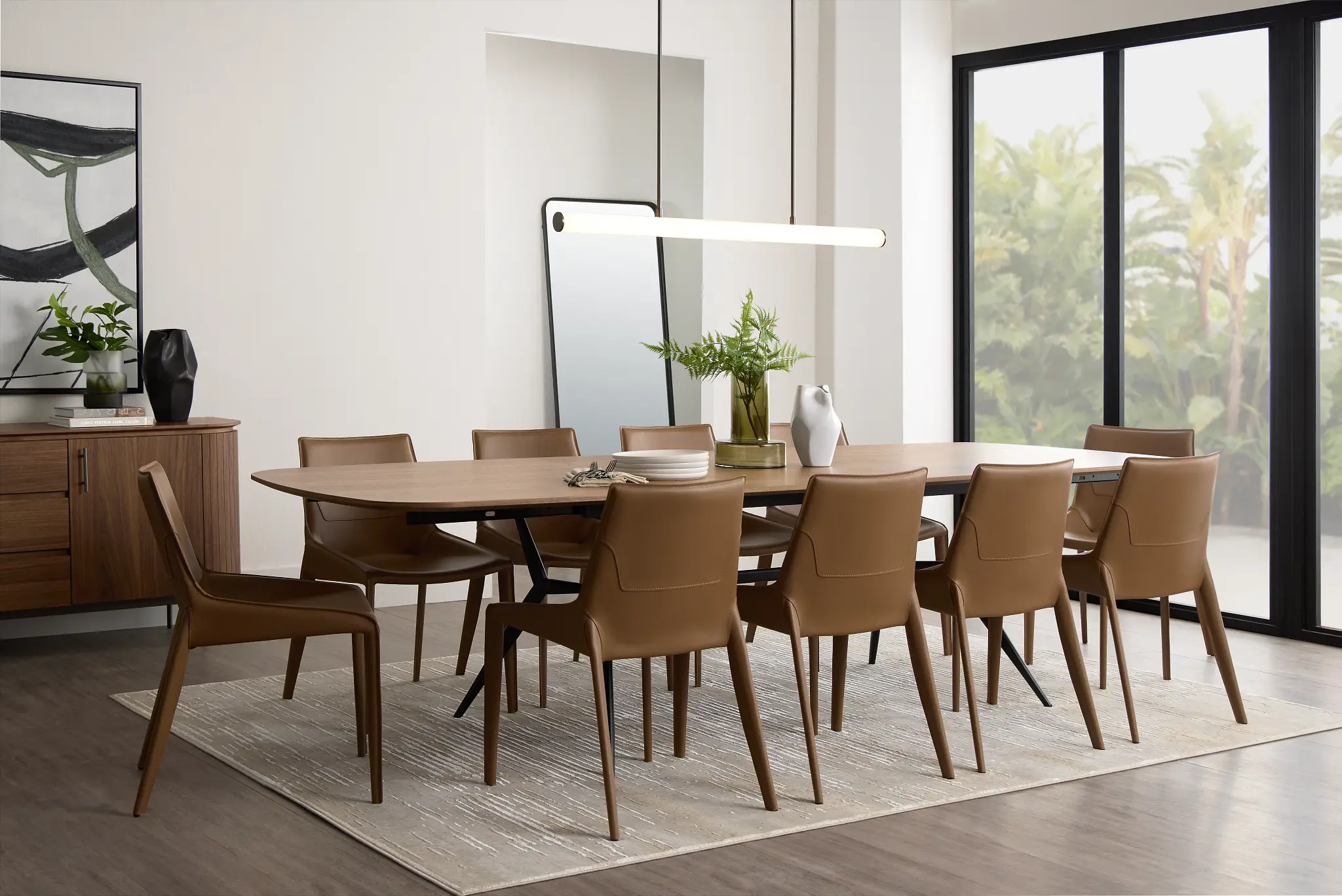 Margo Two-tone Rect Table With 4 Brown Upholstered Side Chairs Margo Two-tone Rect Table With 4 Brown Upholstered Side Chairs