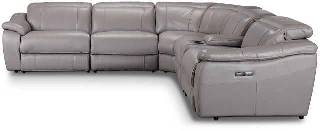 Marion Gray Lthr/vinyl Medium Dual Power 2-arm Reclining Sectional