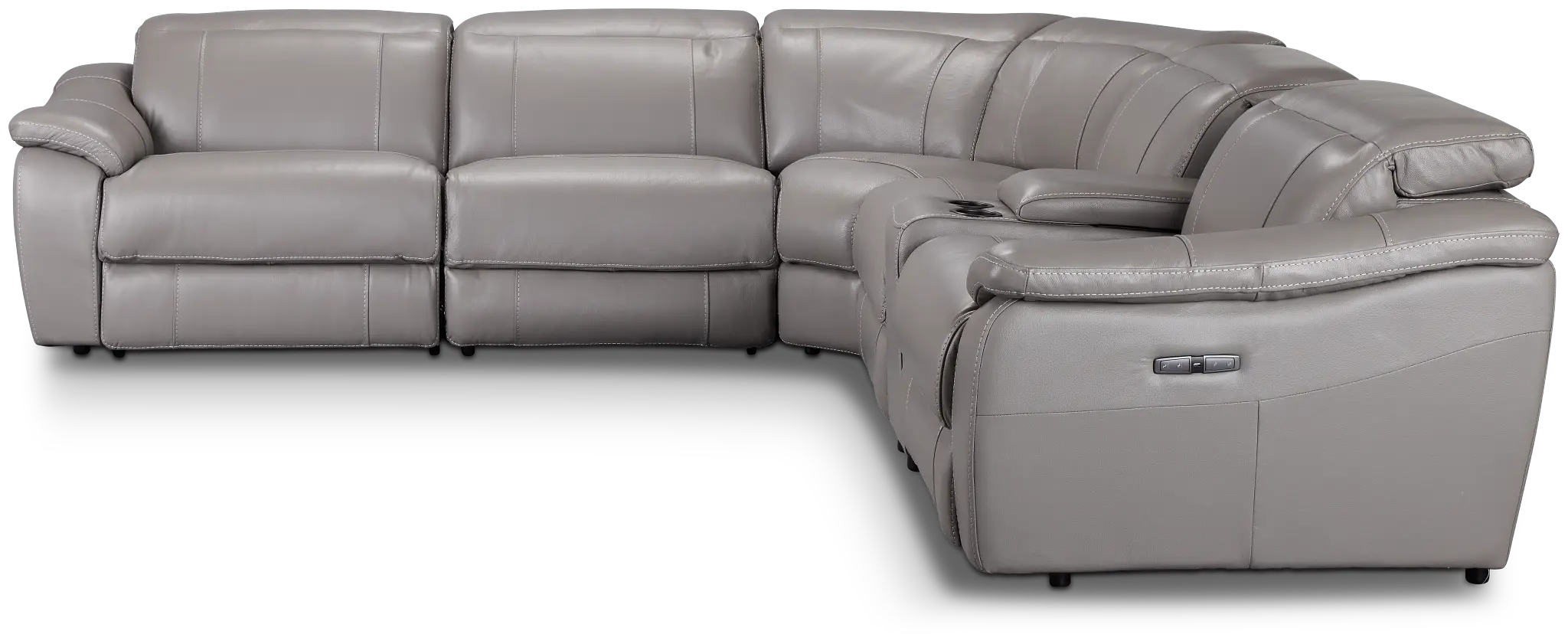 Marion Gray Lthr/vinyl Medium Dual Power 2-arm Reclining Sectional Marion Gray Lthr/vinyl Medium Dual Power 2-arm Reclining Sectional