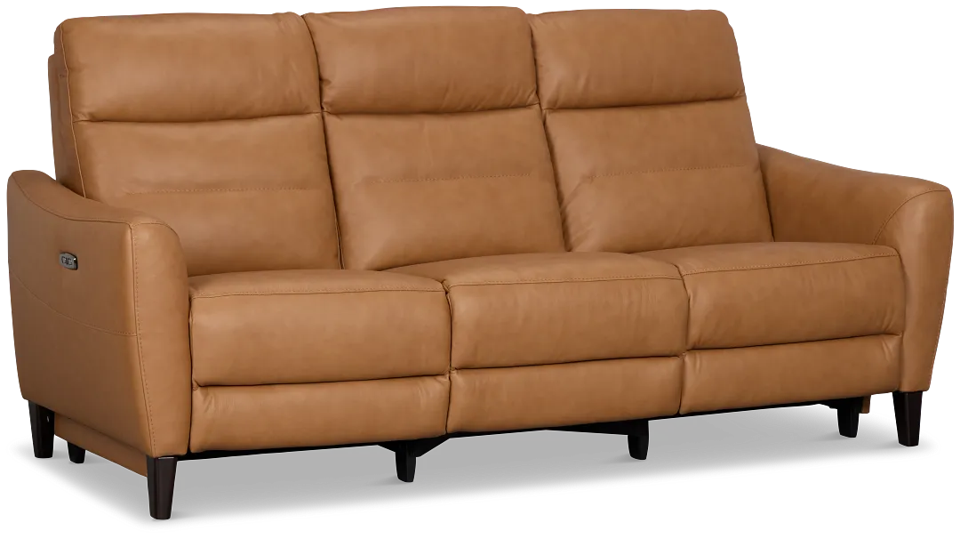 Keaton Brown Lthr/vinyl Power Reclining Sofa W/ Power Headrest